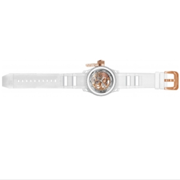 Invicta Women's 1827 Russian Diver Lefty White Ceramic Rose Gold Skeleton Watch - Picture 8 of 12